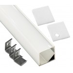 Perfil Aluminio Angulo 16x16mm. ECO para tiras LED, barra 2 Metros -Completo
