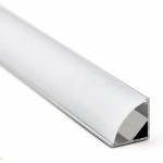 Difusor Opal Curvo Perfil Aluminio Angulo 16x16mm., barra 3 Metros