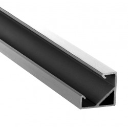 Perfil Aluminio Anodizado Angulo Plata 18x18mm. para tiras LED, barra 2 mts.