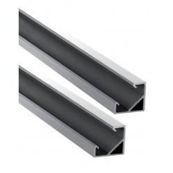 Perfil Aluminio Anodizado Angulo Plata 18x18mm. para tiras LED, 6mts (2 tramos de 3 Metros)