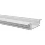 Perfil Aluminio Empotrar Blanco U7E 25x8mm. para tiras LED, barra 2 Metros