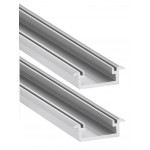 Perfil empotrar aluminio anodizado 21x8mm para tiras LED, 6 Metros (2 tramos de 3mts)