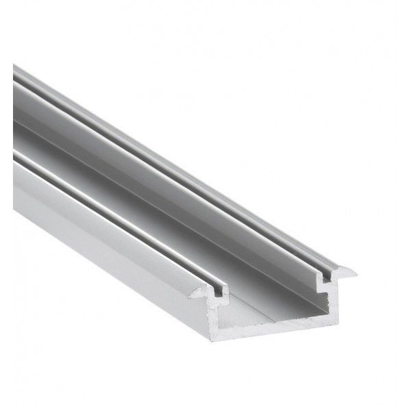 Perfil empotrar aluminio anodizado 21x8mm para tiras LED, barra 2 Metros