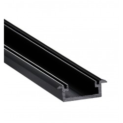 Perfil empotrar aluminio anodizado Negro 21x8mm para tiras LED, barra 2 Metros
