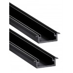 Perfil empotrar aluminio anodizado Negro 21x8mm para tiras LED, 6 Metros (2 tramos de 3mts)