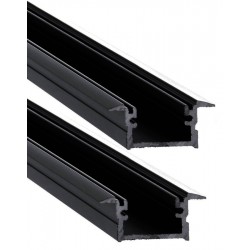 Perfil empotrar aluminio anodizado Negro 24x12mm para tiras LED, 6 mts (2 tramos de 3 mts)