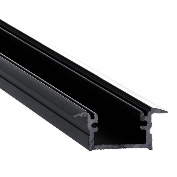 Perfil empotrar aluminio anodizado Negro 24x12mm para tiras LED, barra 2 Metros