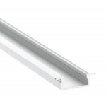 Perfil Aluminio Empotrar BASIC Blanco 23x8mm. para tiras LED, barra 2 Metros -completo-