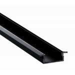 Perfil Aluminio Empotrar BASIC Negro 23x8mm. para tiras LED, barra 2 Metros -completo-