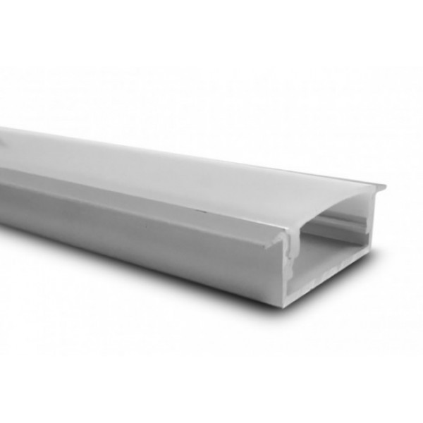 Perfil Aluminio Empotrar ECO Plata 23x7mm. para tiras LED, barra 2 Metros -completo- (desde 2,50€/mt.)