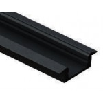 Perfil Aluminio Empotrar LINE Negro 24x7mm. para tiras LED, barra de 3 Metros