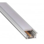 Perfil empotrar suelo pisable aluminio anodizado 26,6x11mm para tiras LED, 6 Metros (2 tramos de 3mts)