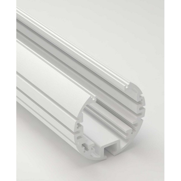 Perfil Redondo aluminio lacado Blanco 39mm para tiras LED, barra 2 Metros