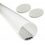 Perfil Aluminio anodizado Eco con difusor Redondo 120mm. para tiras LED, barra 2 Metros - completo, desde 31,00€/mt