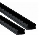 Perfil superficie aluminio anodizado Negro 20x11mm para tiras LED, 6mts (2 tramos de 3 Metros)