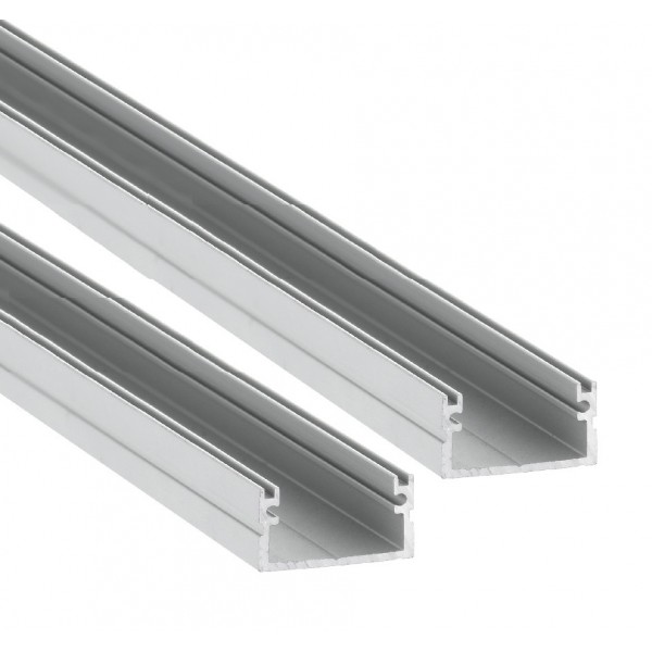 Perfil superficie aluminio anodizado 20x11mm para tiras LED, 6mts (2 tramos de 3 Metros)