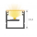 Perfil superficie aluminio anodizado 20,4x19,8mm para tiras LED, barra 2 Metros