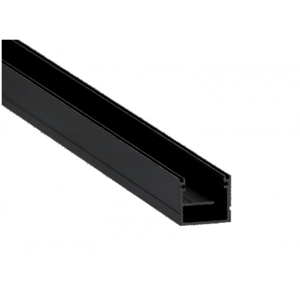 Perfil superficie aluminio anodizado Negro 20,4x19,8mm para tiras LED, barra 2 Metros