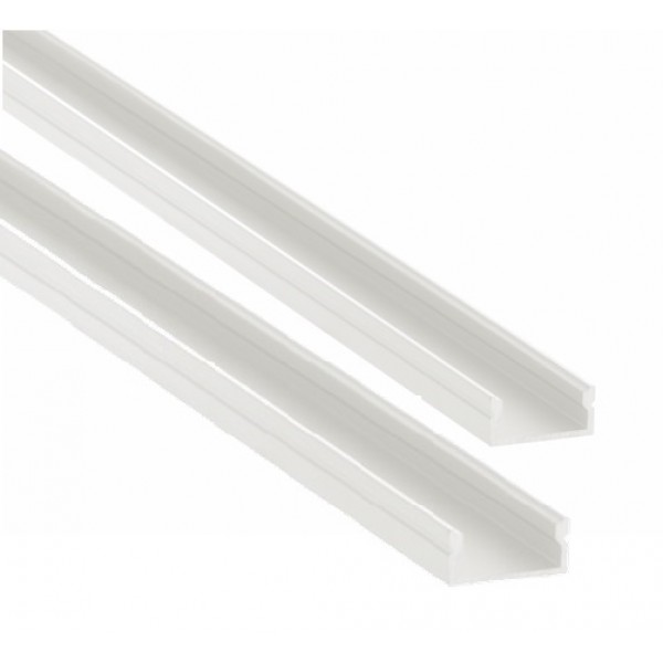 Perfil Aluminio Superficie Blanco 17x8mm. para tiras LED, 6mts (2 tramos de 3 Metros)