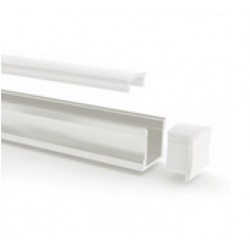 Perfil Aluminio Superficie Blanco 17x15mm. para tiras LED, barra de 2 Metros -completo- (a 11,50€/mt)