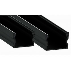 Perfil Aluminio Superficie Negro 17x15mm. para tiras LED, 6mts (2 tramos de 3 Metros)