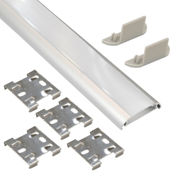 Perfil de aluminio de superficie ECO 38,98x8,77mm. para tiras LED, barra de 2 Metros - Completo -