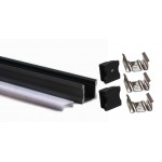 Perfil Aluminio Superficie ECO Negro 17x14,5mm. para tiras LED, barra de 2 Metros - completo- (a 7,50€/mt)