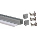 Perfil Aluminio Superficie ECO Plata 17x14,5mm. para tiras LED, barra de 2 Metros - completo- (a 7,50€/mt)