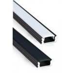 Perfil Aluminio Superficie Negro LINE 17,5x7mm. para tiras LED, barra de 3 Metros