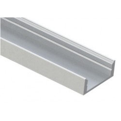 Perfil Aluminio Plata Superficie 22,8x8,5mm. para tiras LED, barra 2 metros