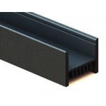 Perfil de aluminio Negro Superficie 28,6x23,4mm. para tiras LED, barra 3 metros