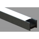 Perfil de aluminio Negro Superficie 28,6x23,4mm. para tiras LED, barra 2 metros