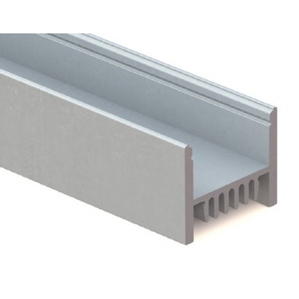Perfil de aluminio Plata Superficie 28,6x23,4mm. para tiras LED, barra 2 metros