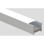 Perfil de aluminio Plata Superficie 28,6x23,4mm. para tiras LED, barra 2 metros