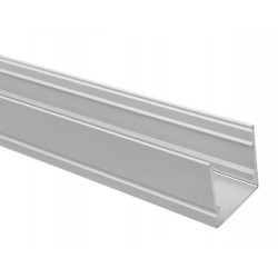 Perfil superficie aluminio Blanco U 19x20mm para tiras LED, barra 2 Metros