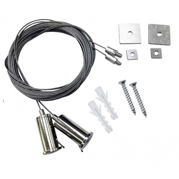 Suspensión Universal Cromada con rosca y cable 4m para perfil LED, pack 2ud