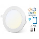 Downlight panel LED Redondo 220mm Blanco 18W SMART CCT WIFI, para Smartphone y control voz