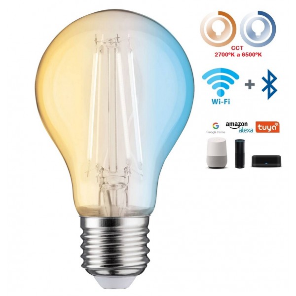 Lámpara LED Standard Gold E27 Filamento 6W 806lm CCT Wifi+Bluetooth, para Smartphone y control voz