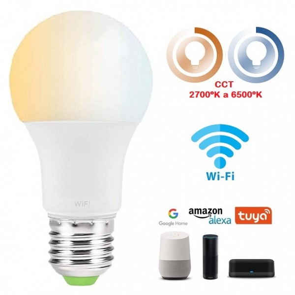 Lámpara LED Standard E27 12W CCT Wifi, para Smartphone y control voz