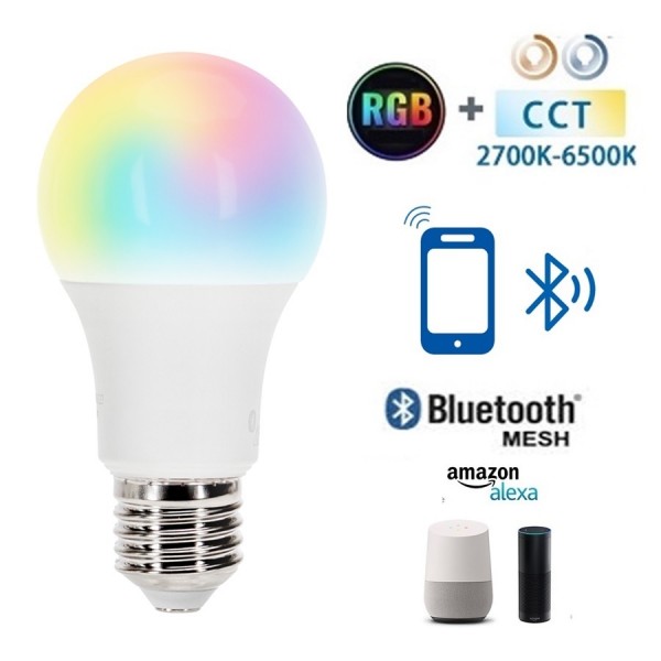 Lámpara LED Standard E27 15W RGB+CCT Bluetooth, para Smartphone y control voz