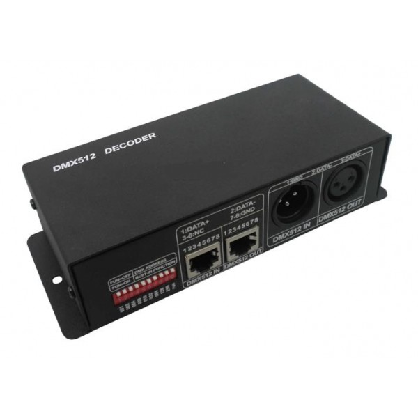 Controlador Decodificador DMX 512 3 canales DC12-24v 4A por canal