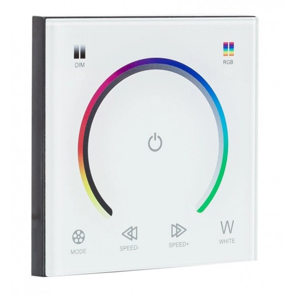 Controlador Táctil para tira LED RGB Blanco para empotrar en cajetín universal