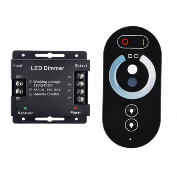 Controlador para tira LED Monocolor 432W 12V/24V con mando Touch Negro