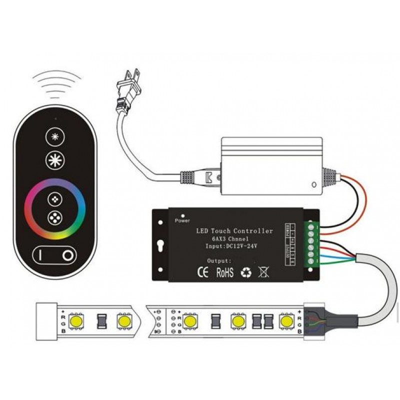 Controlador LED 12V / 24V RGB 6A con Mando