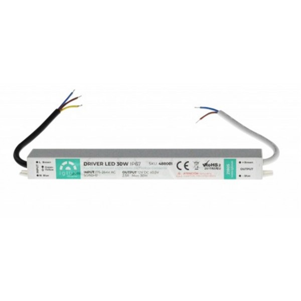 Fuente alimentación LED estanca IP67 30W, 12VDC 