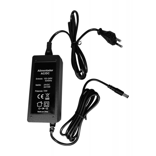 Fuente alimentación LED interior 72W, 24VDC con cable y conector