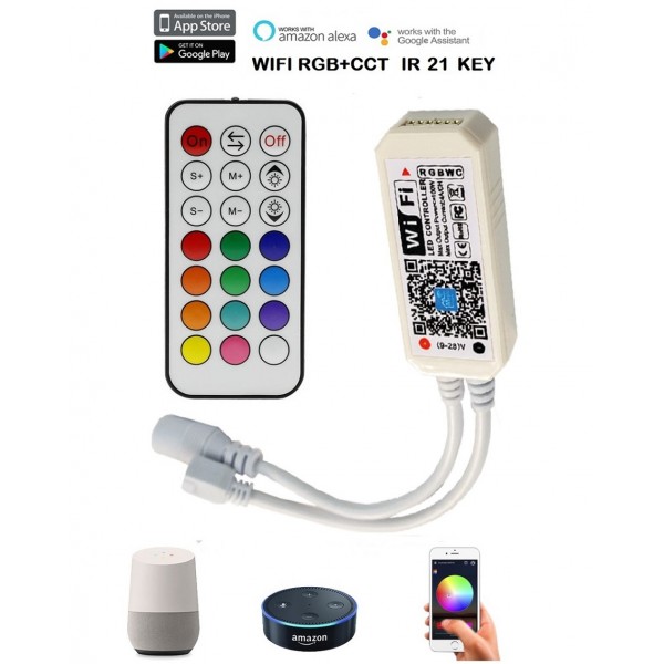 Controlador para tira led RGB+CCT 12V/24V WIFI para Smartphone y Alexa