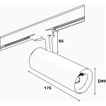 Foco Carril Trifásico LED COB MD16 20W Blanco, CCT Seleccionable CRI90