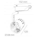 Foco Carril Monofásico LED COB 40W 35º-60º Blanco