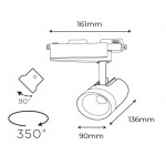 Foco Carril RETAIL Trifásico LED COB Citizen 30W Blanco CRI90 24º, 38º ó 60º